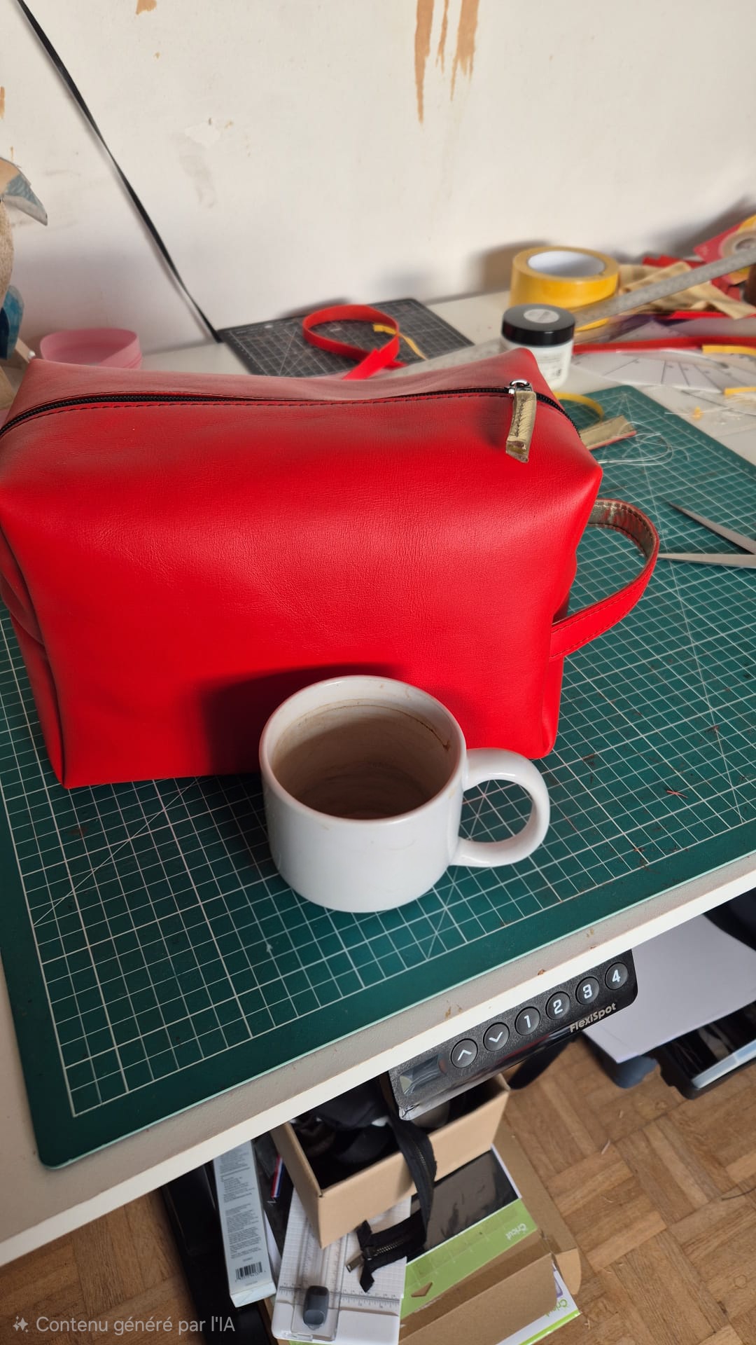 Trousse de toilette en cuir rouge